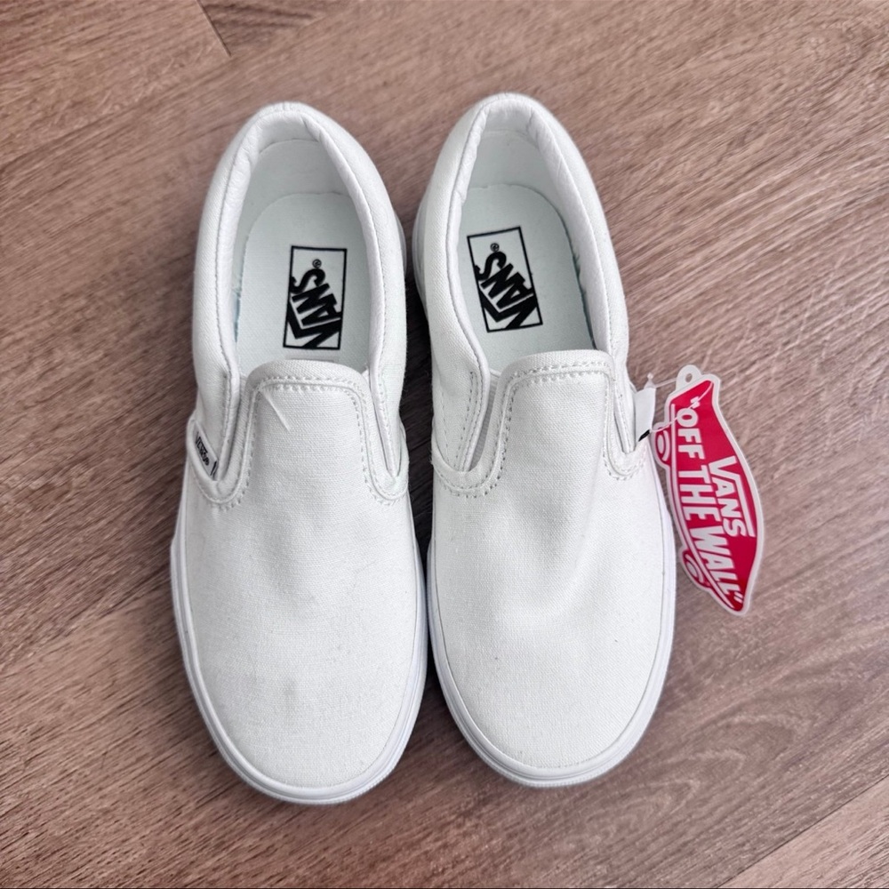 Vans Kids Classic White Slip-On Sneakers